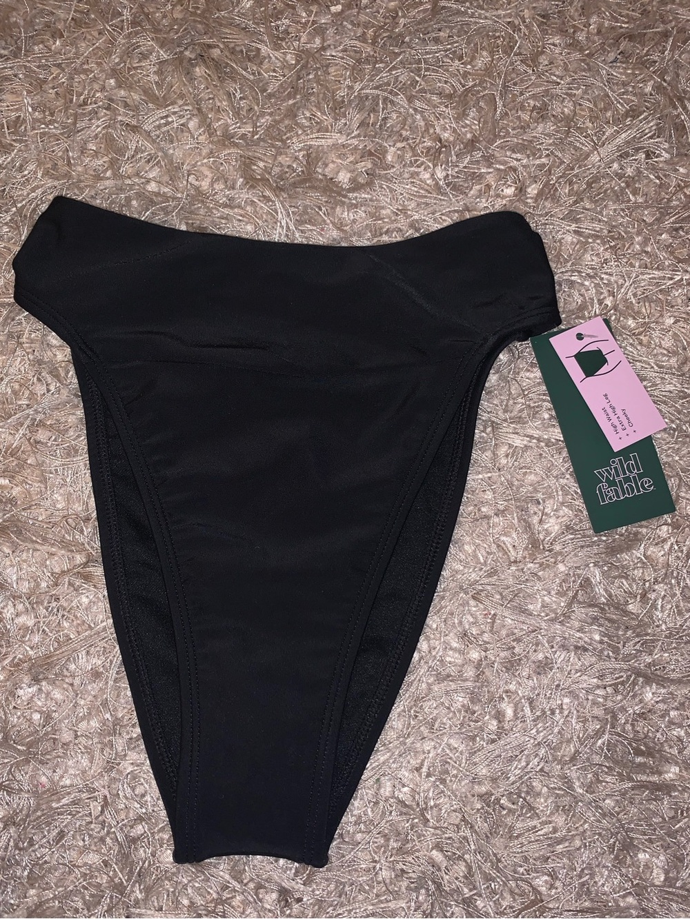 wild fable Black High Waist Extra High Leg Cheeky Bikini Bottom XXS